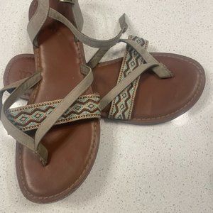 Tom's Tribal Sandals" Size 8W Tan/Tourquoise